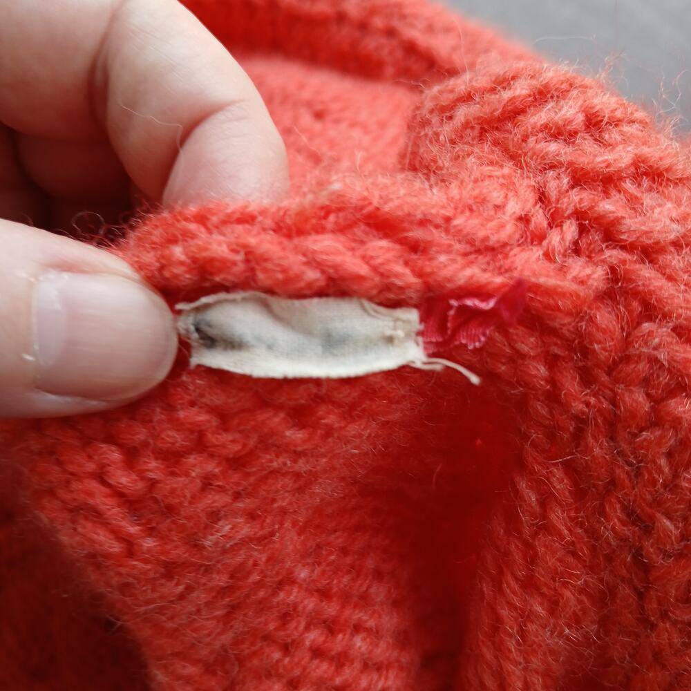 Coral Handmade Vintage Open Front Wool Cardigan Medium chunky knit long sleeve - Picture 9 of 13